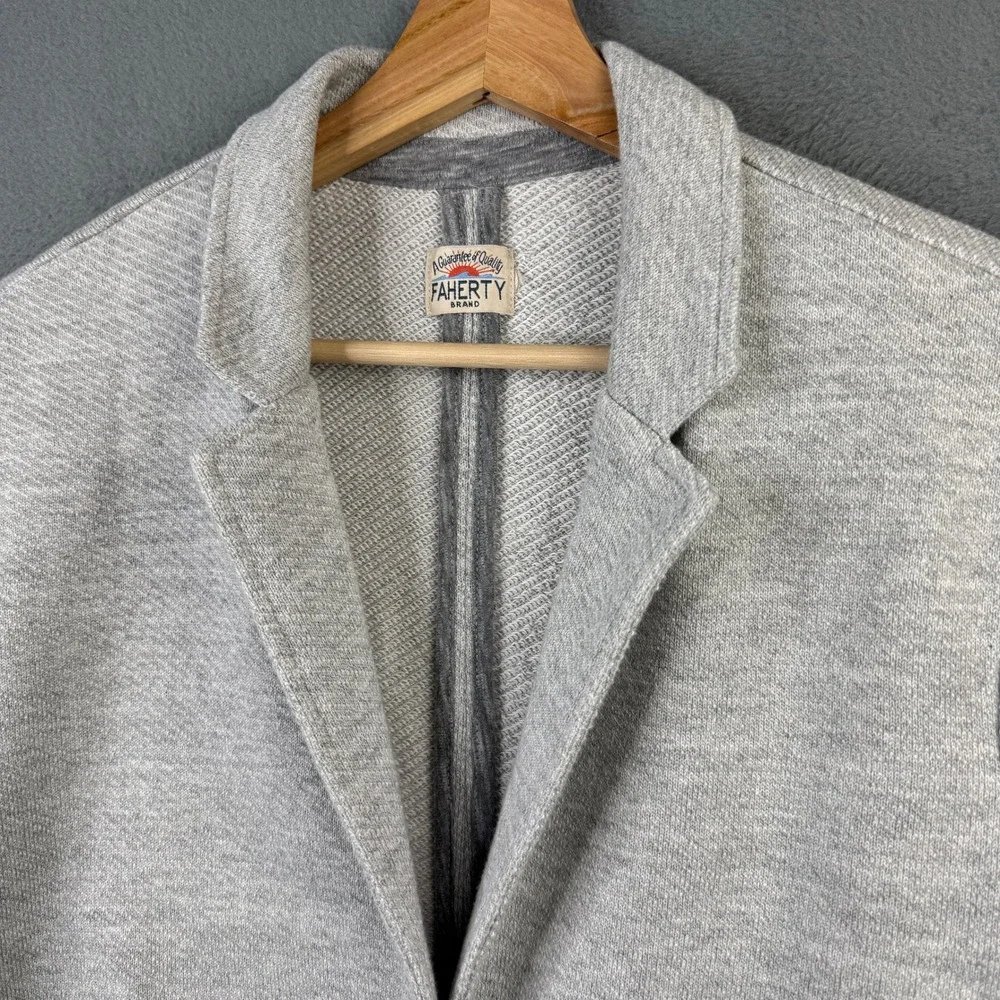Faherty Inlet Blazer Mens Medium Knit Stretch Unstructured Jacket Gray